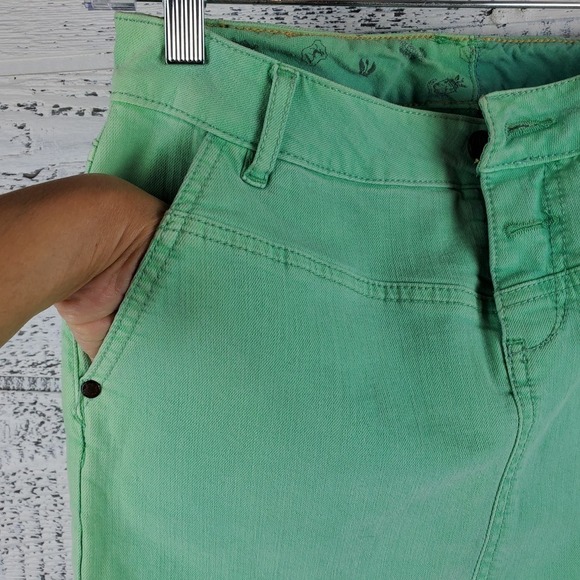 Anthropologie Holding Horses Denim Green Pencil Mini Skirt New Size 26 - Picture 4 of 7